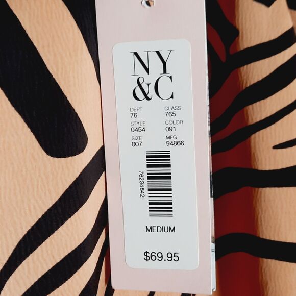 Ny & Co Eva Mendes Tiger Animal Print Pants Slacks Tan/Black w/Belt Tie Sz M NEW - Picture 3 of 9